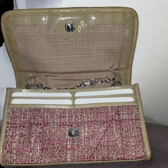 Brighton VTG Juliette Tweed Crossbody/Shoulder Bag With Floral Accent Chain - Picture 11 of 12